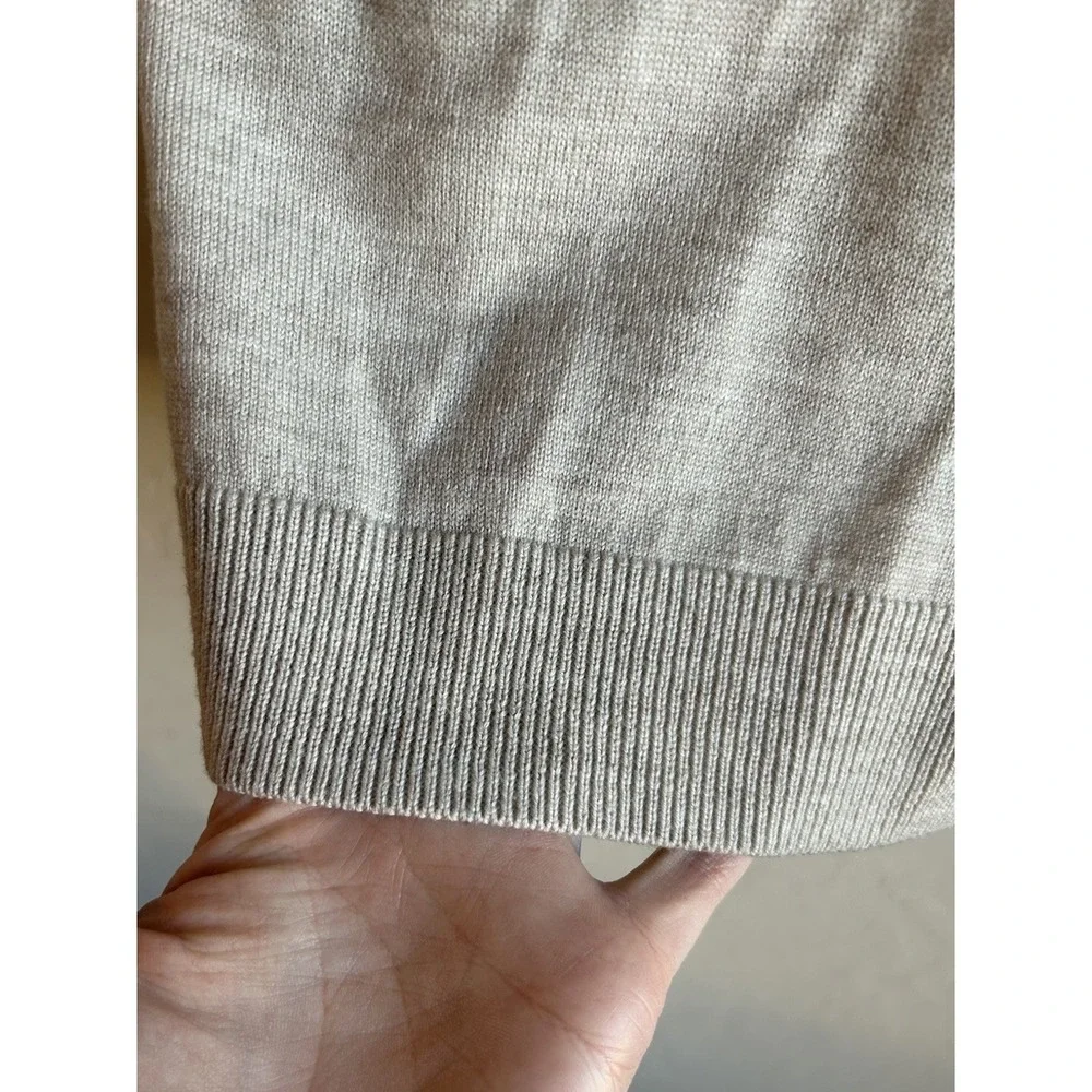 Hart Schaffner Marx Extra Fine Merino Wool V Neck Pullover Sweater XL Beige